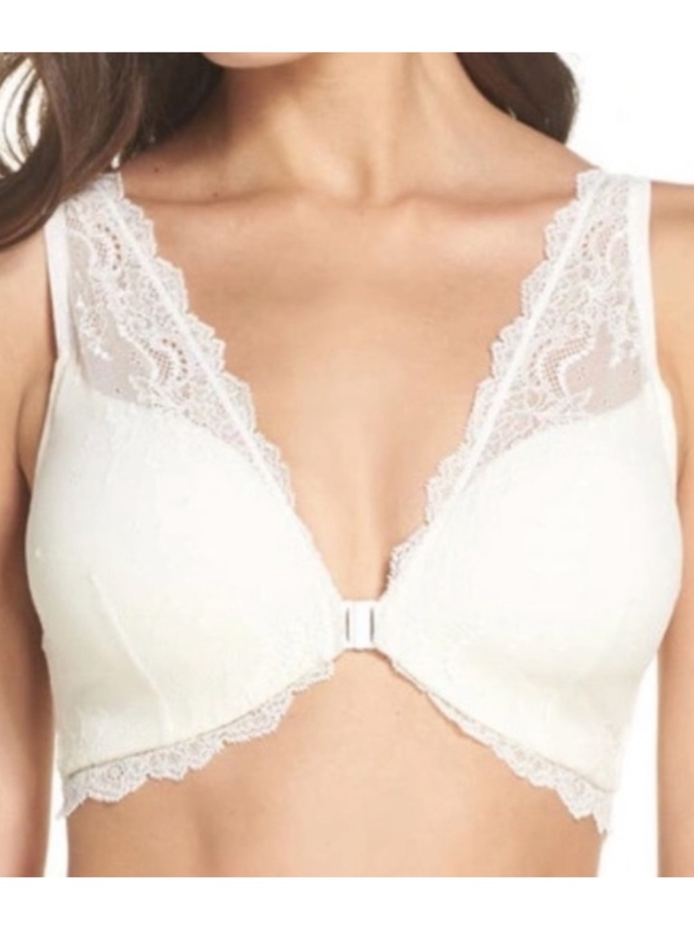 SPANX S Four Play Lace Bralette Powder 0329 small 30032R ivory front closure